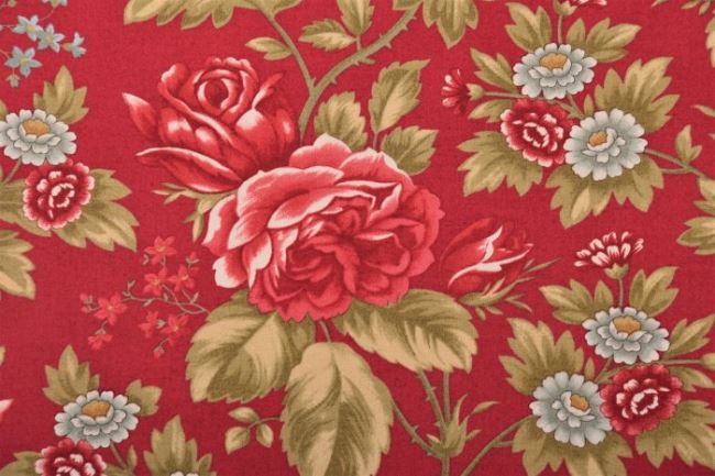 Bawełna z kolekcji Rosewood bordowa w róże 44180-16