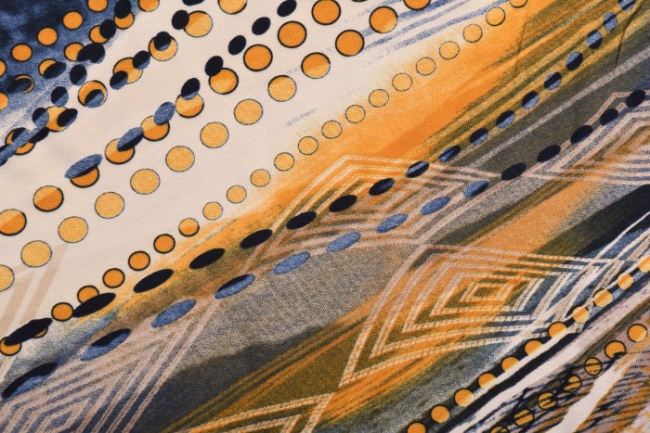 Dżersej wiskozowy z abstrakcyjnym wzorem w odcieniach brązu  9383/023