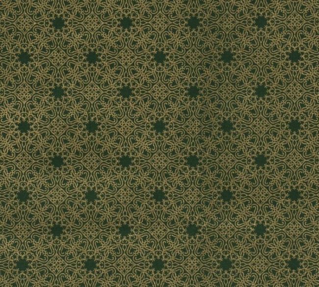 Tkanina bawełniana świąteczna zielona z ornamentami 14700/025