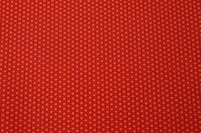 Bawełna pomarańczowa w czerwone kółeczka 6507/036