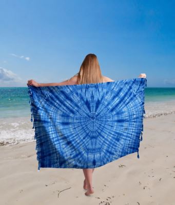 Pareo/sarong w kolorze niebieskim z nadrukiem batikowym BALI221