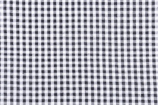 Bawełna koszulowa czarno-biała w kratkę kreszowana 13163/003