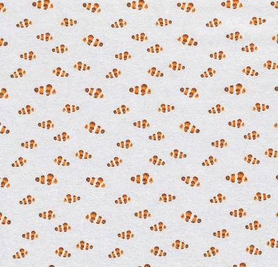 Dzianina bawełniana w kolorze jasnoszarym z nadrukiem ryb 17960/061