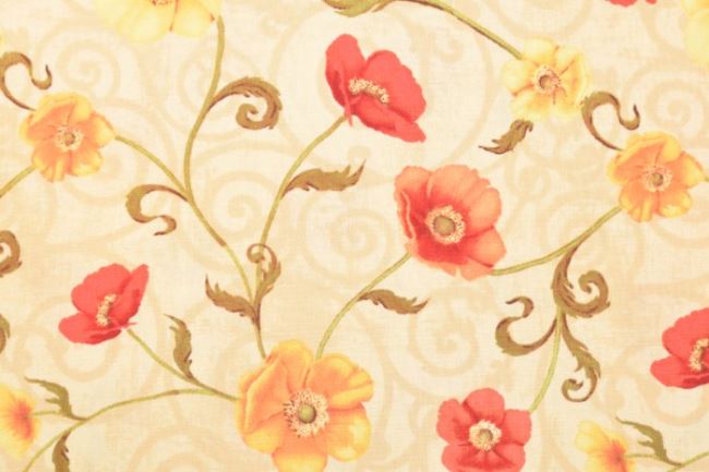 Amerykańska bawełna do patchworku żółta z kwiatami 199PYOPM/75