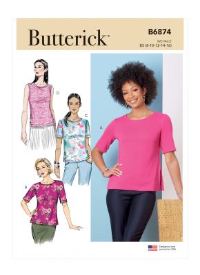 Wykrój Butterick na damskie bluzki w wiel. 34-42 B6874-B5