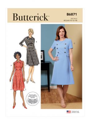 Wykrój Butterick na damskie sukienki w roz. 42-48 B6871-E5