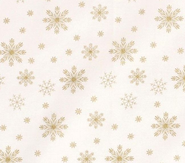 Tkanina bawełniana świąteczna kremowa z nadrukiem płatków śniegu 16720/051