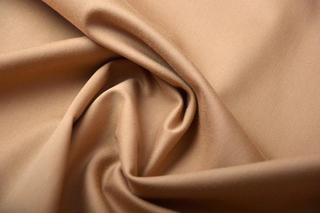 Bawełna z cupro elastyczna w kolorze ciemnobeżowym Q1014