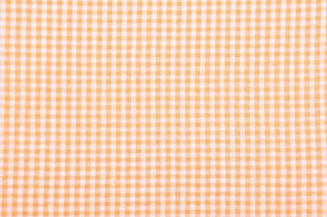 Bawełna koszulowa pomarańczowo-biała w kratkę kreszowana 13163/036