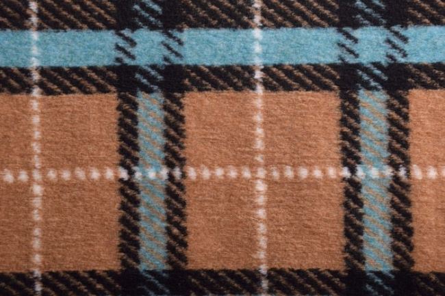 Tkanina płaszczowa w niebiesko-beżową kratkę 18468/320