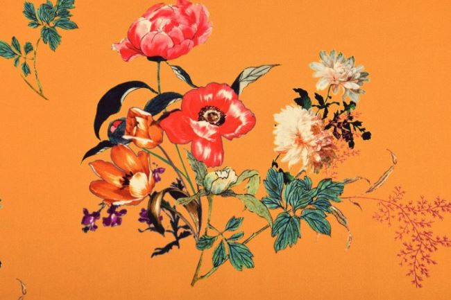 Bawełna elastyczna musztardowa w kwiaty 15702/570