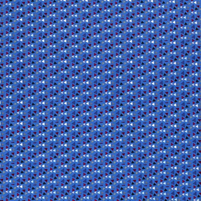 Tkanina bawełniana niebieska z nadrukiem drobnych trójkątów 14399/008