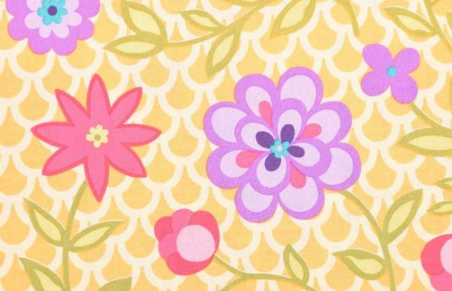 Amerykańska bawełna do patchworku z abstrakcyjnymi kwiatami 199PYOPM/119