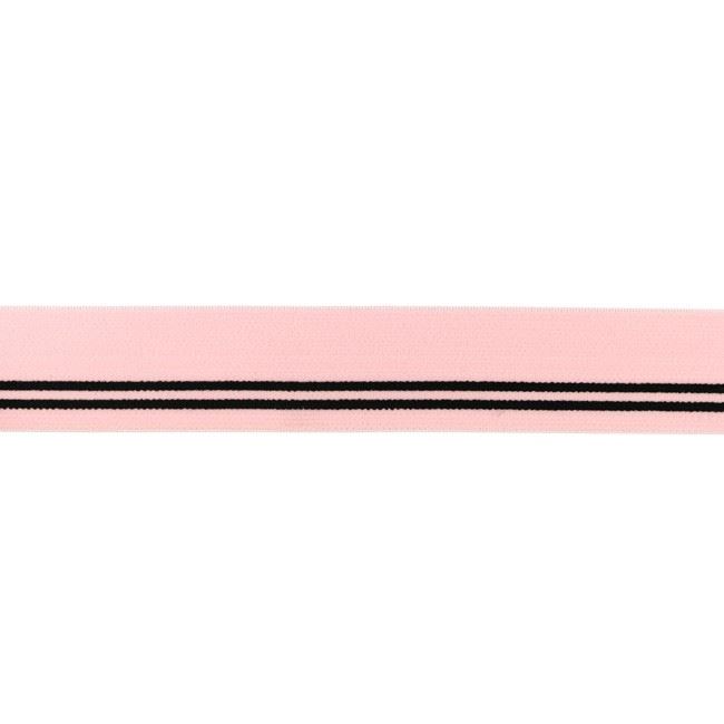 Różowy sznur do bielizny o szerokości 30 mm z czarnym paskiem 453R-32187