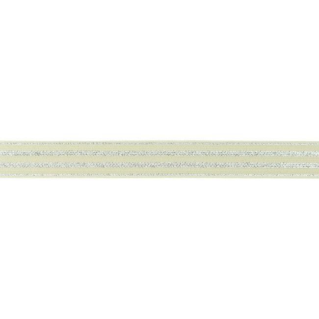 Ozdobna guma w kolorze beżowym ze srebrnymi pasami 31855