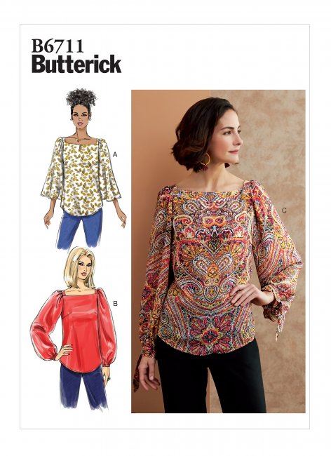 Wykrój Butterick na damską bluzkę hiszpankę w wielkości 44-52 B6711-E5
