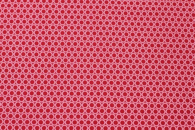 Bawełna czerwona ze wzorem kółeczek 6507/015
