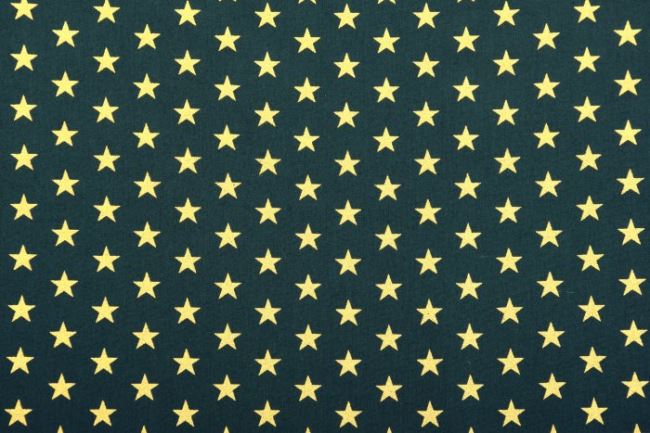 Bawełna świąteczna zielona w złote gwiazdy 05180/028