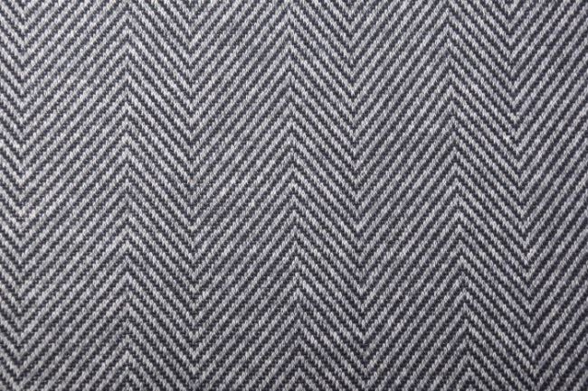 Kostiumowa dzianina tweed ciemnoszara w jodełkę 16171/178