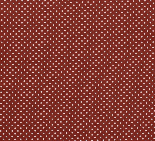Tkanina bawełniana w ceglastym kolorze z nadrukiem drobnych kropek 05575/056