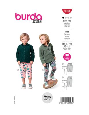 Krój spodni dziecięcych w rozmiarach 104-146 9208