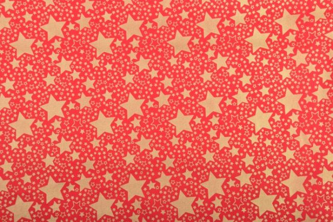 Świąteczna tkanina bawełniana czerwona ze średnimi gwiazdkami 12710/015