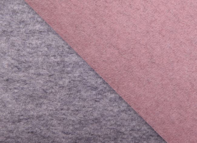 Luksusowa dwustronna tkanina płaszczowa różowo-szara AV002