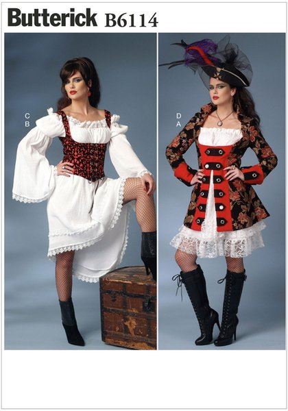 Wykrój Butterick na karnawałowy kostium piratki w rozmiarze 42-50 B6114-E5