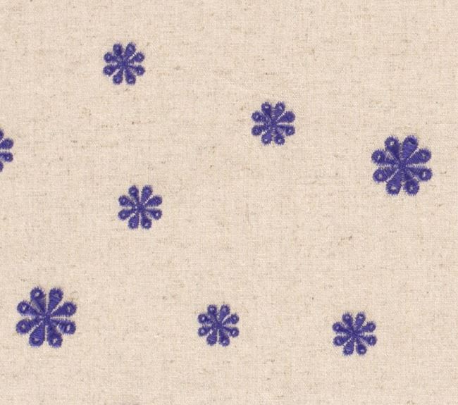 Tkanina wiskozowa z dodatkiem lnu ze wzorem kwiatów 19163/005