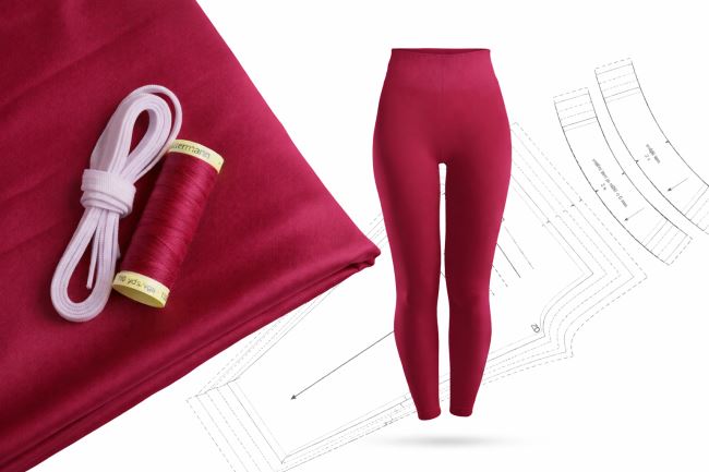 Zestaw do szycia legginsów sportowych w kolorze bordowym SET37