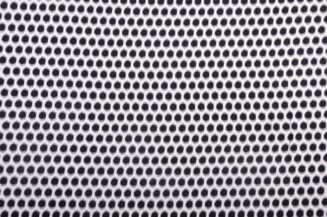 Dżersej wiskozowy biały z czarnym nadrukiem geometrycznym 42177/011