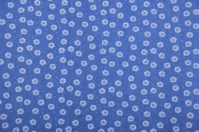 Dżins koszulowy niebieski z drobnymi kwiatuszkami 03014/003