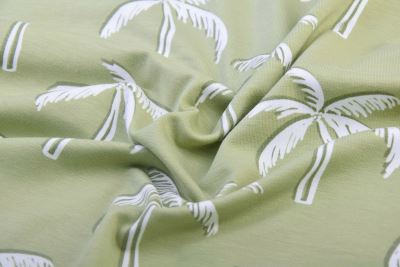 Dzianina bawełniana w kolorze zielonym z nadrukiem palm 23617/026 (3)