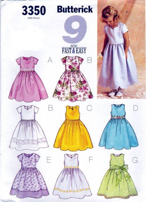 Wykrój Butterick na sukienki eleganckie dla dziewczynek w roz. 122-134 3350/6