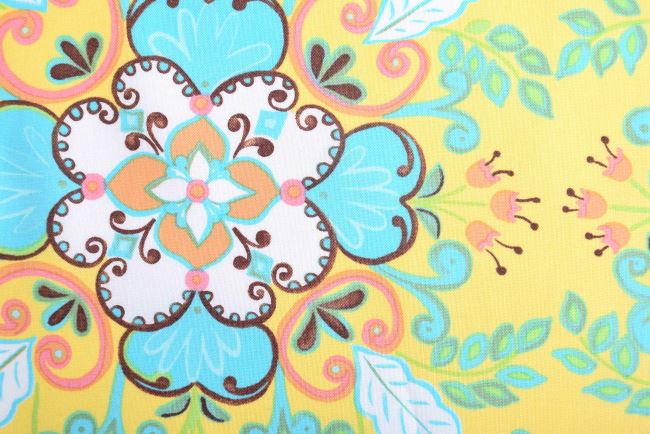 Amerykańska bawełna na patchwork żółta z ornamentami 199PYOPM/156