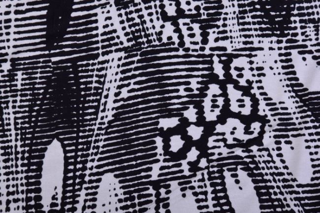 Dżersej wiskozowy czarno-biały z abstrakcyjnym wzorem 9177/069