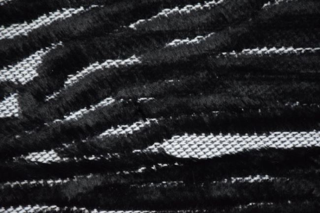 Sztuczne futro czarne z pofalowanym wzorem SA21