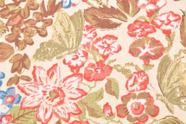 Amerykańska bawełna do patchworku kremowa z kwiatami 199PYOPM/112