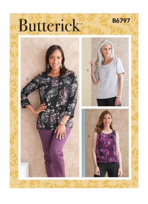 Wykrój Butterick na damskie bluzki w roz. XS-XL B6797-A