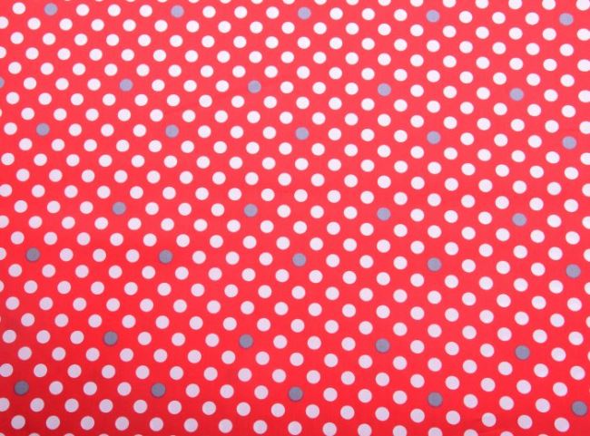 Tkanina bawełniana czerwona z nadrukiem kropek 4086/015