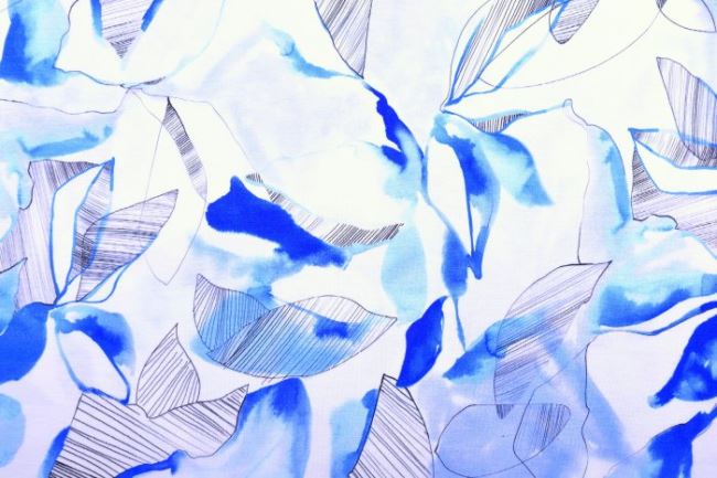 Dżersej wiskozowy w niebieskie kwiaty 04590/072