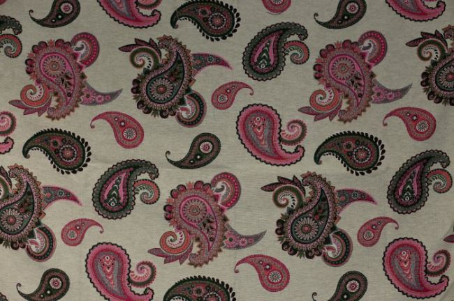 Tkanina dekoracyjna gobelin z orientalnym różowym wzorem 1002/017