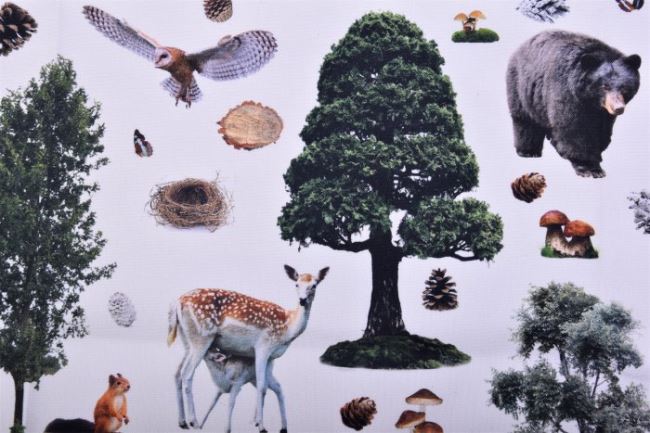 Tkanina dekoracyjna z cyfrowym nadrukiem leśnych zwierząt 1341/051