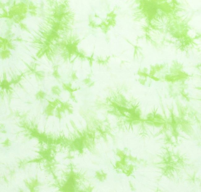 Dzianina bawełniana z zielonym batikowanym nadrukiem 13049/021