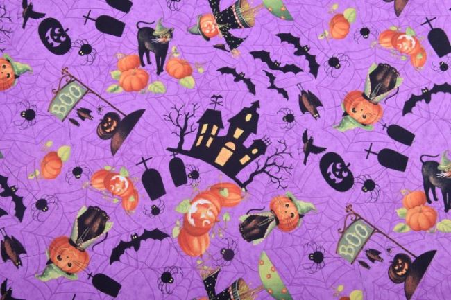 Amerykańska bawełna do patchworku fioletowa na Halloween 199PYOPM/18