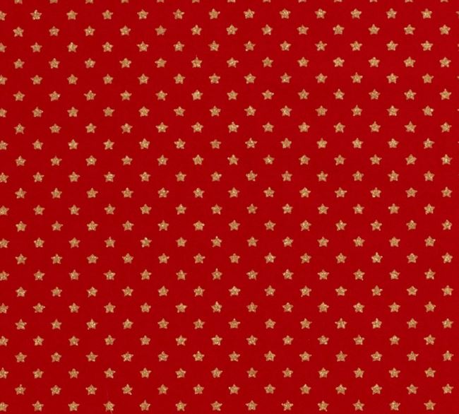 Świąteczna tkanina bawełniana czerwona z nadrukiem gwiazdek 20703/015