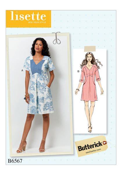 Wykrój Butterick na damskie sukienki w roz. 34-42 B6567-A5