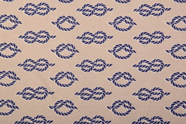 Tkanina dekoracyjna beżowa z wzorem marynarskich węzłów 1305/052