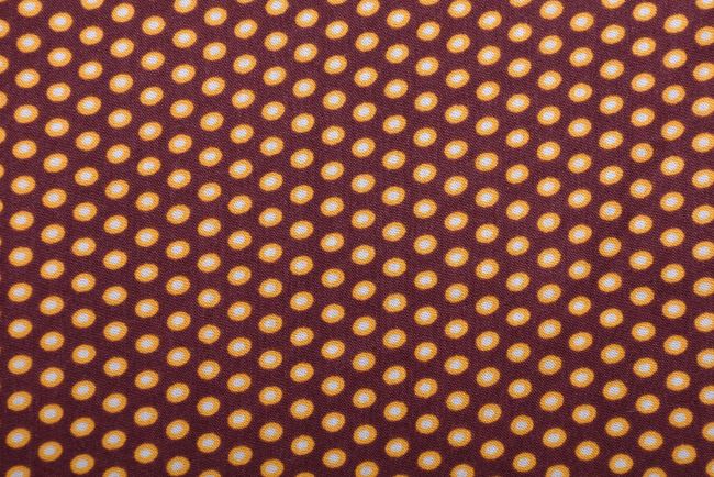 Tkanina wiskozowa w kolorze brązowym z nadrukiem w kropki 20149/019