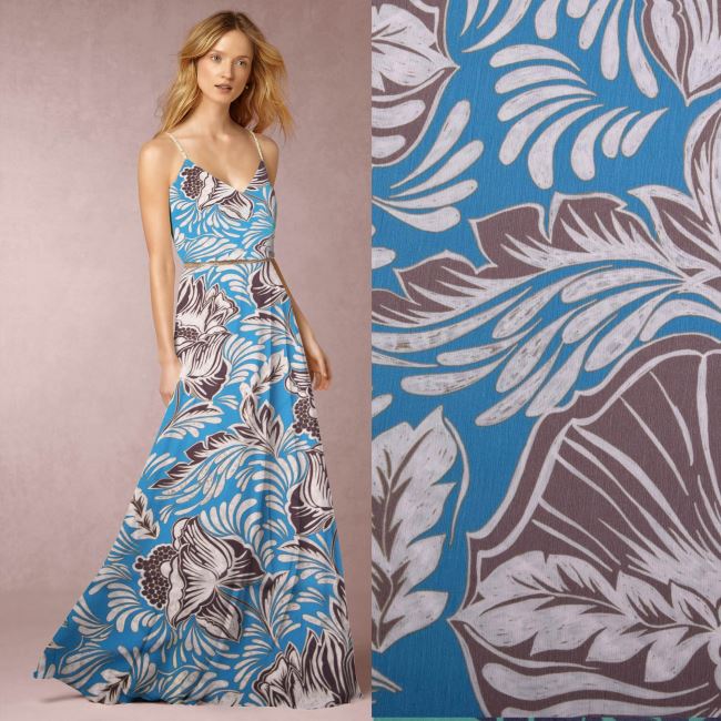Bluzka/sukienka w kolorze niebieskim z nadrukiem kwiatowym TF1024